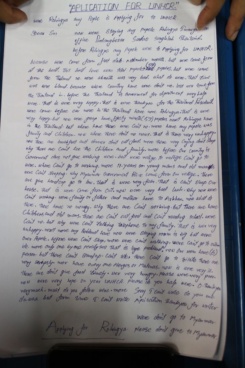 Surat Untuk UNHCR dari Pengungsi Rohingya
