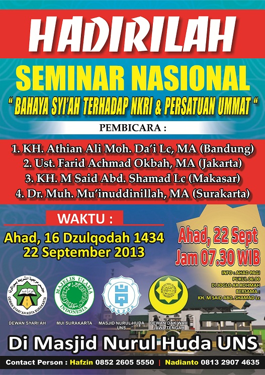 Seminar Nasional tentang Bahaya Syi’ah terhadap NKRI & Persatuan Ummat