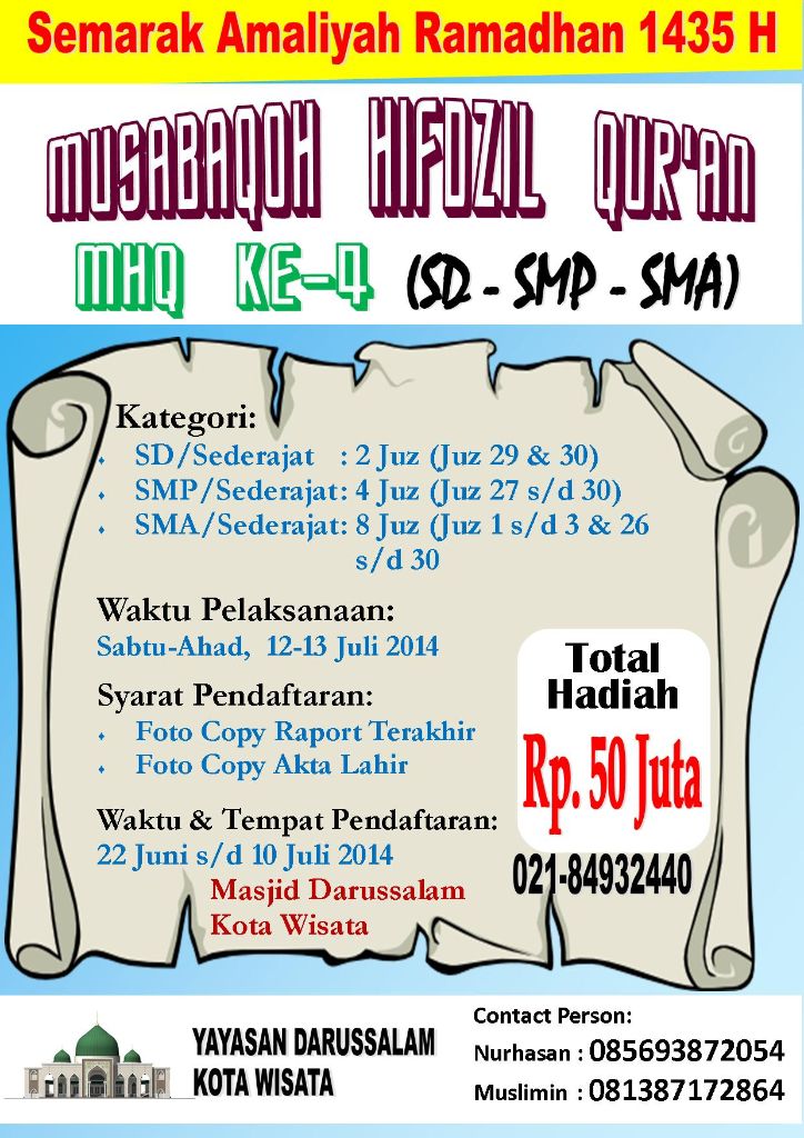 Musabaqah Hifzhil Quran di Masjid Darussalam Kotawisata