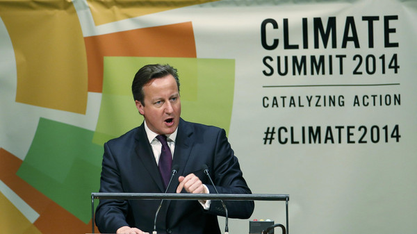 British Prime Minister David Cameron speaks during the Climate Summit at United Nations in New York