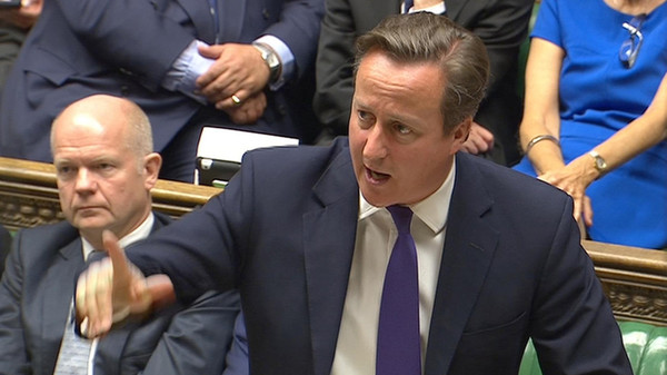 A still image taken from video shows Britain's Prime Minister David Cameron addressing the House of Commons in central London