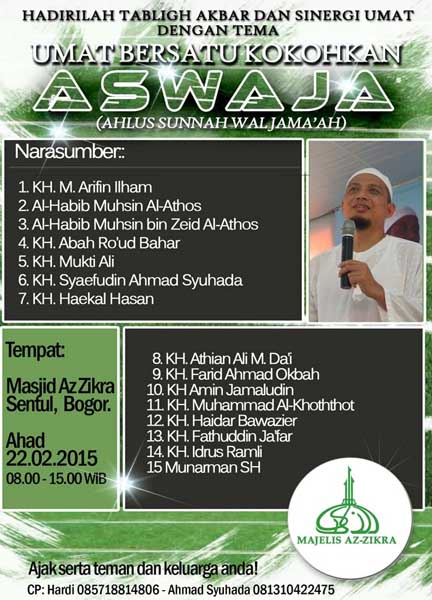 Hadirilah, Besok di Az Zikra Sentul "Umat Bersatu Kokohkan Ahlusunnah wal Jamaah"!