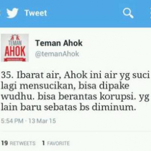Teman Ahok Hina Kesucian Ibadah Umat Islam, Samakan Ahok Dengan Air Wudhu