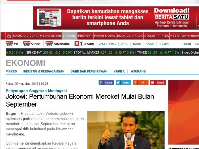 Bilang "Ekonomi Meroket September" Pelintiran Media, Netizen Bilang Jokowi Ngeles Kek Bajaj