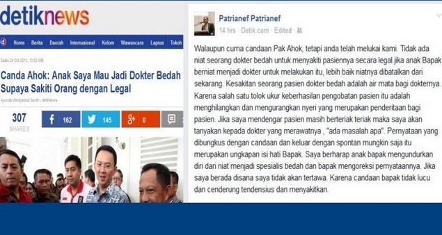 Candaan Tidak Lucu, Ahok Malah Dikecam Dokter Spesialis Bedah Senior RSCM