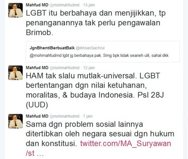 Prof. Mahfud MD: LGBT Itu Berbahaya dan Menjijikan