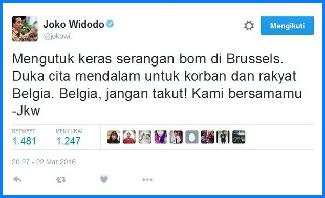 Jokowi Langsung Kutuk Bom Brussel, Ketika Bom Turki Kok Diam Saja?