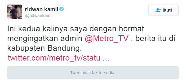 Ridwan Kamil Semprot Admin MetroTV Terkait Pemberitaan Banjir "Kota" Bandung