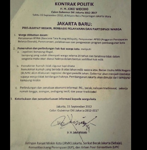 Jokowi-Ahok Bohongi Rakyat, Jangan Tertipu Kontrak Politik Lagi!