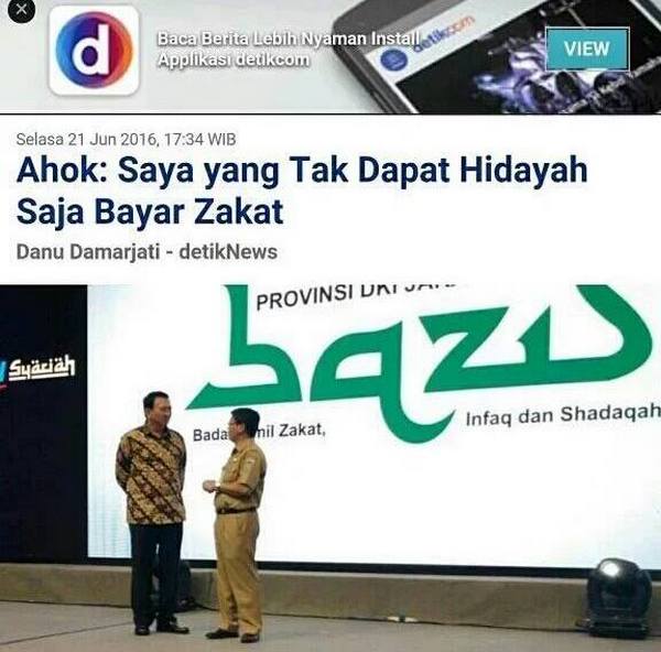 Pernyataan Ahok Bayar Zakat Sangat Menghina Islam