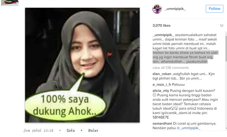 umi pipik ahok