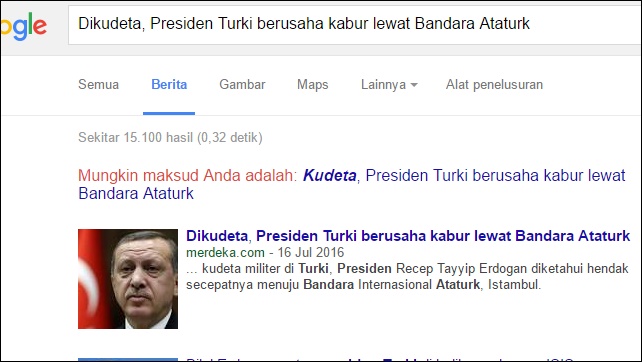 Sebut Erdogan Kabur, Merdeka.Com Diprotes Netizen, Lalu Ganti Judul