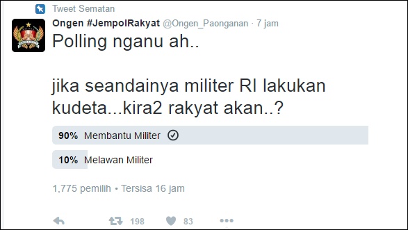 Polling: Jika Tentara Indonesia Lakukan Kudeta, 90% Rakyat Akan Membantu