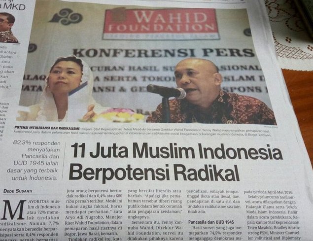 Media Indonesia: 11 Juta Umat Islam Indonesia Berpotensi Radikal