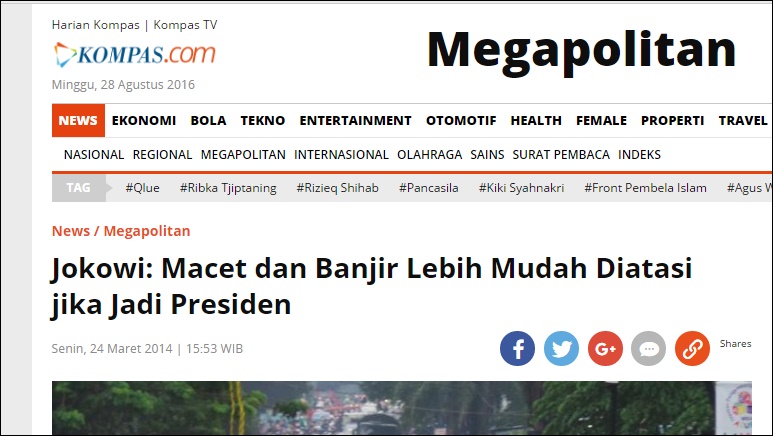 Janji Jokowi Bisa Atasi Banjir Jakarta Jika Jadi Presiden Ternyata Bohong