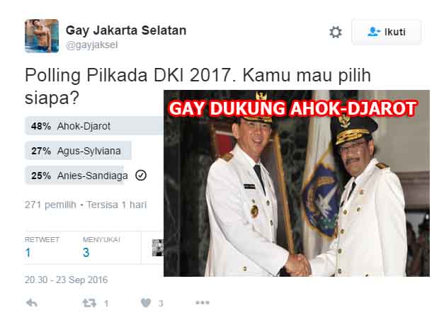 Mayoritas Homo Jakarta Selatan Dukung Ahjrot