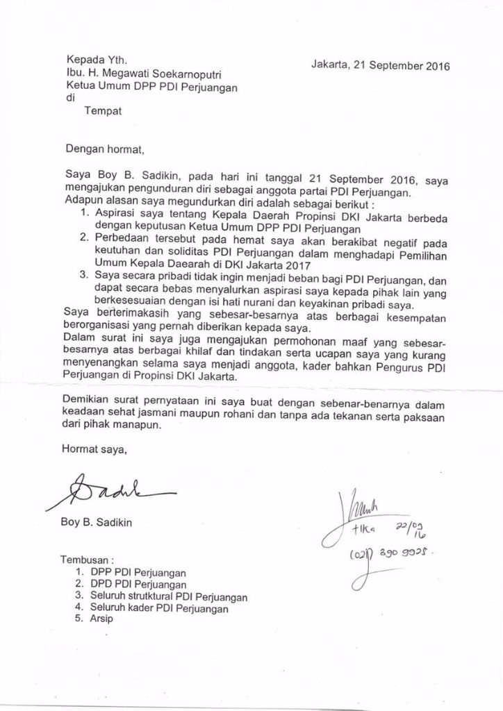 Kecewa Mega Takluk Sama Ahok, Boy Sadikin Resmi Keluar Dari PDIP