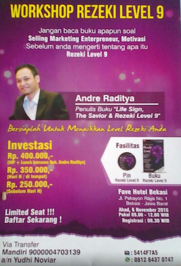 Workshop Rezeki Level 9, Jangan Lewatkan !