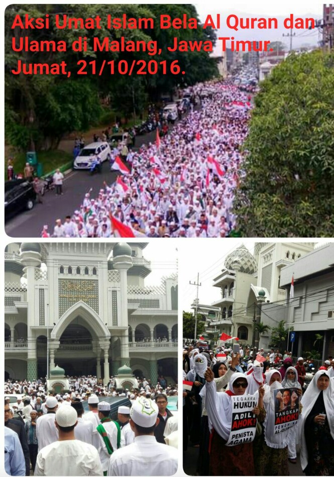 Puluhan Ribu Muslim Malang Turun ke Jalan Tuntut Ahok Dihukum