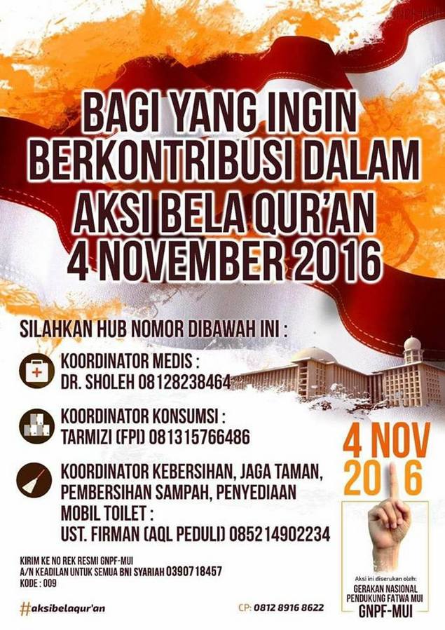 Aksi 4 Nov, Anda Bisa Berpartisipasi Sebagai Relawan Tenaga Kebersihan, Konsumsi, Atau Kesehatan