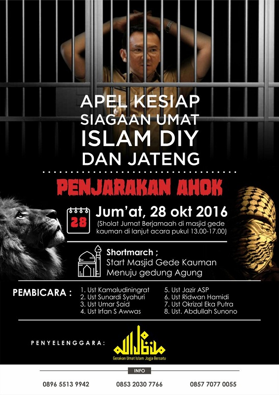 Jumat Ini Muslim Jogya Akan Turun ke Jalan Minta Polisi Serius Usut Ahok