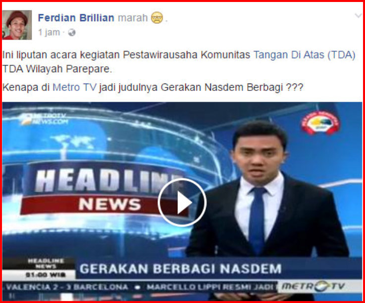 MetroTV Kembali Diprotes, Kegiatan Komunitas Tangan Di Atas (TDA) Diklaim sebagai "Gerakan Berbagi NASDEM"