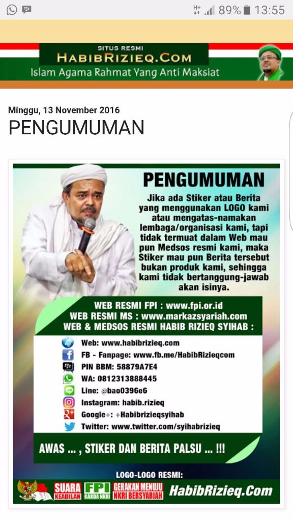 Banyak Difitnah, Habib Rizieq Beri Panduan Mana FPI asli dan Mana yang Palsu