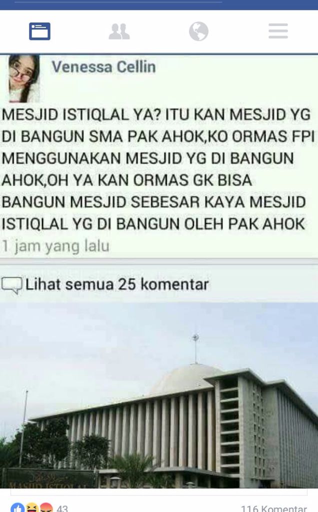Ahoker Ini Bilang Masjid Istiqlal Dibangun Oleh Ahok
