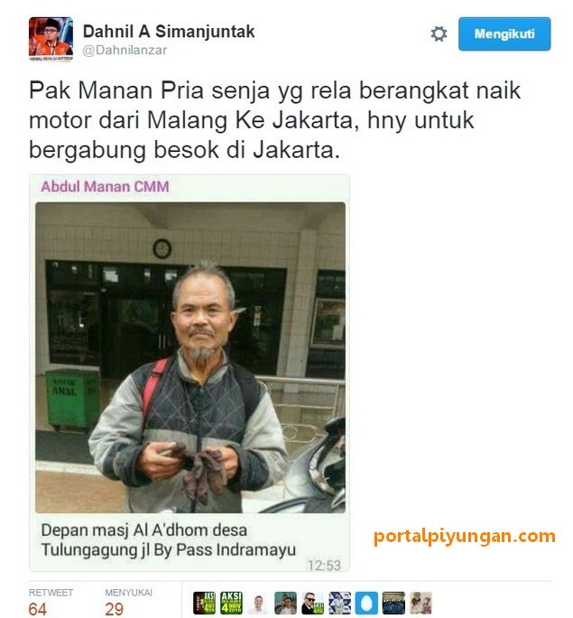 Didorong Ghiroh Islam, Pak Tua Ini Kuat Naik Motor Sendiri Dari Malang ke Jakarta