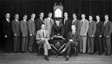 Skull and Bones in 1947, with George H. W. Bush just left of clock