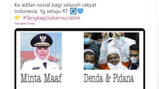 Tagar <i>#TangkapGubernurJatim</i> Trending di Twitter