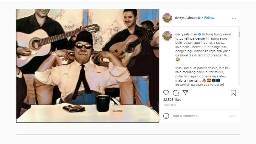 Unggahan Ustaz Derry Sulaiman soal santri tutup telinga (Instagram).