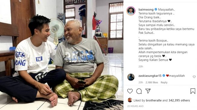Pertemuan Penuh Haru, Baim Wong dan Kakek Suhud Berdamai