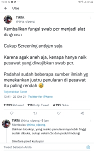 dr Tirta: Kembalikan Fungsi Swab PCR Jadi Alat Diagnosa!