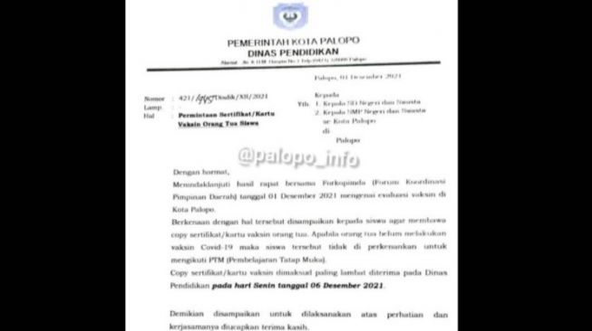 Kebijakan Kontroversial Dinas Pendidikan: Siswa Wajib Bawa Sertifikat Vaksin Orang Tua