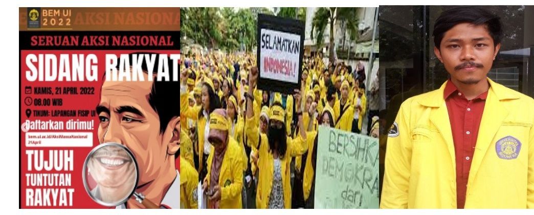 Ribuan mahasiswa bergerak dari Fisip UI ke Patung Kuda dekat Istana Negara aksi demo 21 April 2022, BEM UI sebut ada 2 ribu massa aksi, Instagram bemui_official