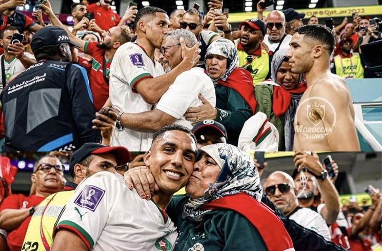 Potret Manis Pemain Maroko Rayakan Kemenangan Bareng Keluarga (Twitter/@brfootball)