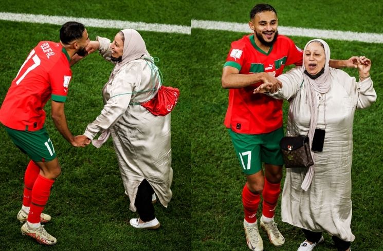 Potret Manis Pemain Maroko Rayakan Kemenangan Bareng Keluarga (Twitter/@brfootball)