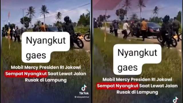 Eh, eh Nyangkut! Momen Kocak Mobil Jokowi Lewat Jalan Rusak di Lampung Bikin Publik Ngakak