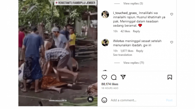 Detik-detik Pedagang Tempe Meninggal Mendadak Saat Hewan Kurban Disembelih, Netizen Doakan Husnul Khotimah