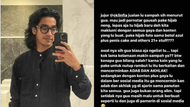 Jijik dengan Konten Tak Senonoh Oklin Fia, Abidzar Beri Sindiran Keras: Mau Jadi Porn Star Ga Usah Pake Hijab Neng Jijik dengan Konten Tak Senonoh Oklin Fia, Abidzar Beri Sindiran Keras: Mau Jadi Porn Star Ga Usah Pake Hijab Neng