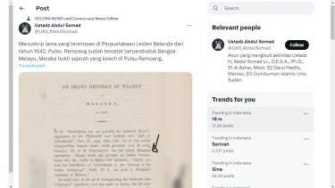 UAS Ungkap Asal-usul Penghuni Pertama Pulau Rempang Lewat Manuskrip Belanda Tahun 1642