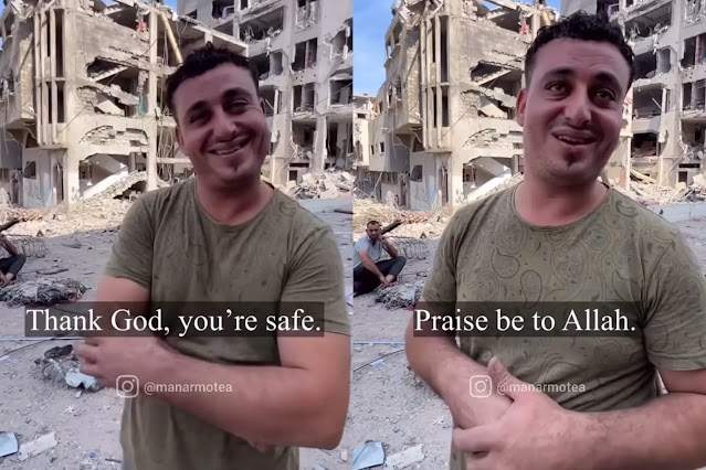 Walau Rumahnya Hancur Lebur, Pria Palestina Ini Senyum Tetap Bersyukur Saat Diwawancara