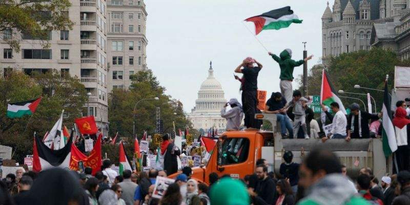 Aksi Bela Palestina, Washington DC Dipadati Puluhan Ribu Orang, Minta AS Tak Bantu Israel