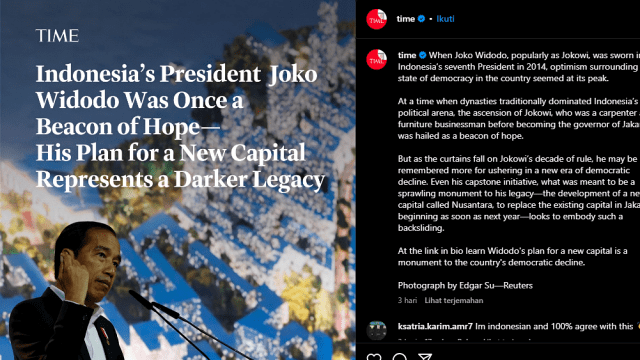'Time' Perkirakan Jokowi akan Dikenang Bapak Perusak Demokrasi Indonesia