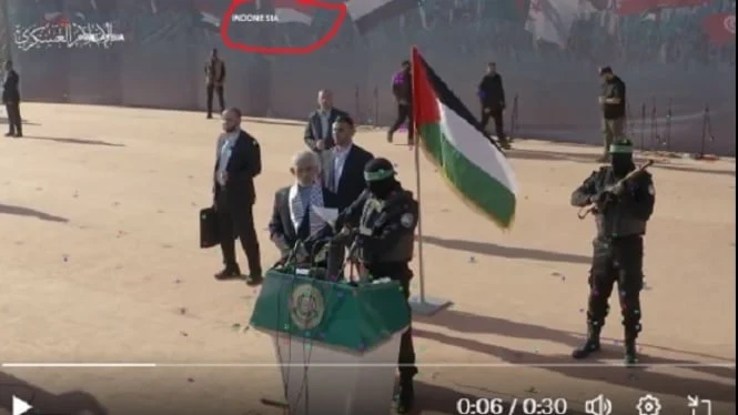 Banyak yang Kagum, Gambar Bendera Indonesia Terlihat di Panggung Hamas