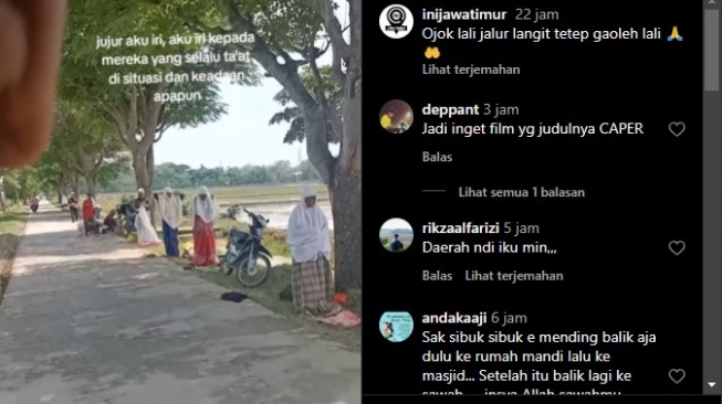 Ibu-ibu Petani Sholat di Pinggir Sawah Ini Tuai Pujian Netizen: Tamparan Keras Buat Kita...