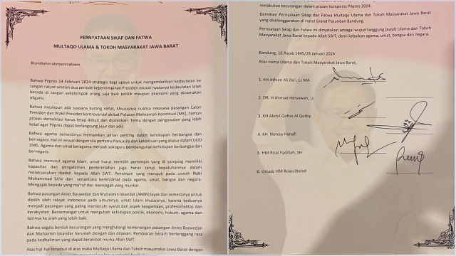 265 Ulama dan Tokoh Masyarakat Jabar Keluarkan Fatwa Wajib Pilih AMIN