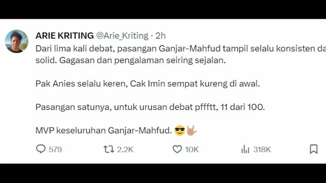 Prabowo Dapat Nilai 11 dari 100, Arie Kriting: Makan Mulu Nih yang Disodorin