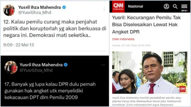 Kena Jejak Digital, Cuitan Yusril soal Hak Angket Pemilu jadi Sorotan